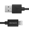 Deltaco USB-A til lightning ladekabel til iPhone og iPad - Sort