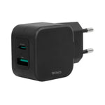 Deltaco dobbel USB vegglader sort