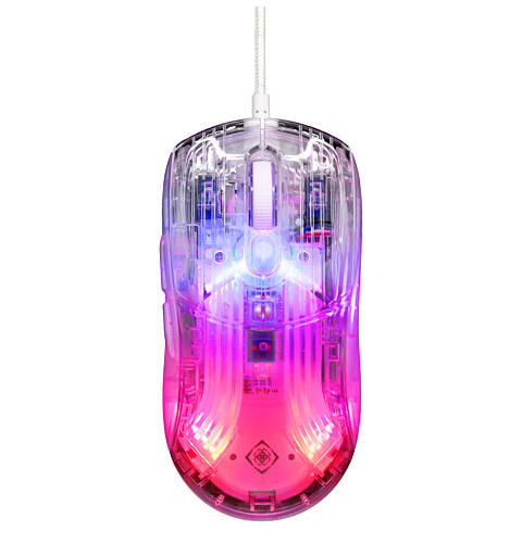 DELTACO DM330 RGB Gaming Mus 10000 DPI, RGB, 1,8 m kabel, Transparent