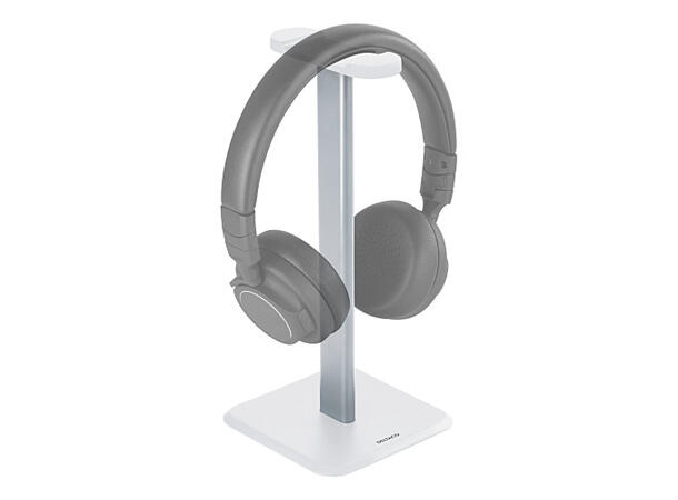 Deltaco headset stativ Anti skli, aluminium, hvit 