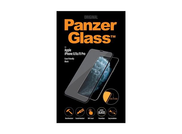 PanzerGlass iPhone 11 Pro / X / XS Skjermbeskytter, Sort ramme 