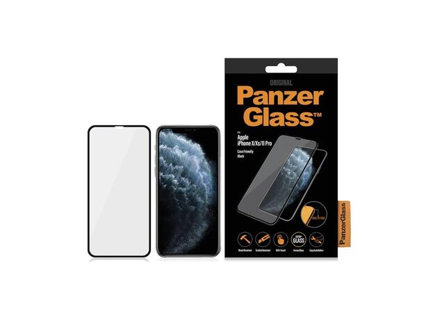 PanzerGlass iPhone 11 Pro / X / XS Skjermbeskytter, Sort ramme 