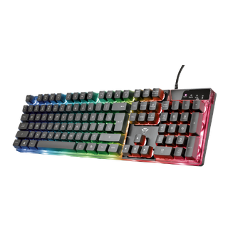 TRUST GXT 835 AZOR Gaming Tastatur USB, Membran taster, RGB, Nordisk