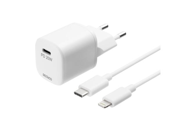 USB-C PD Vegglader med Lightning-kabel – 20 W | 5 års garanti