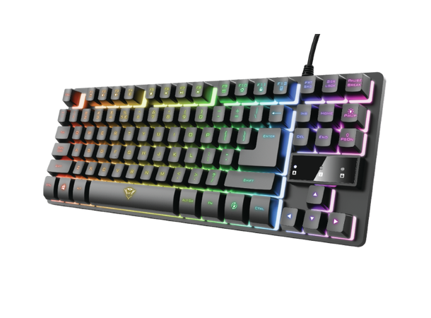 TRUST GXT TKL Tastatur Gamera THADO Nordisk taster, - USB, 833 Gaming Membran RGB