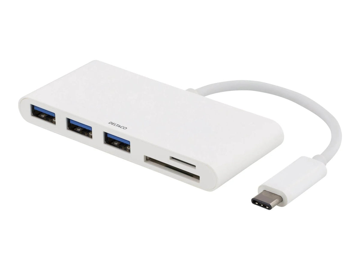 Deltaco USB-C hub med 3x USB-A, SD og microSD
