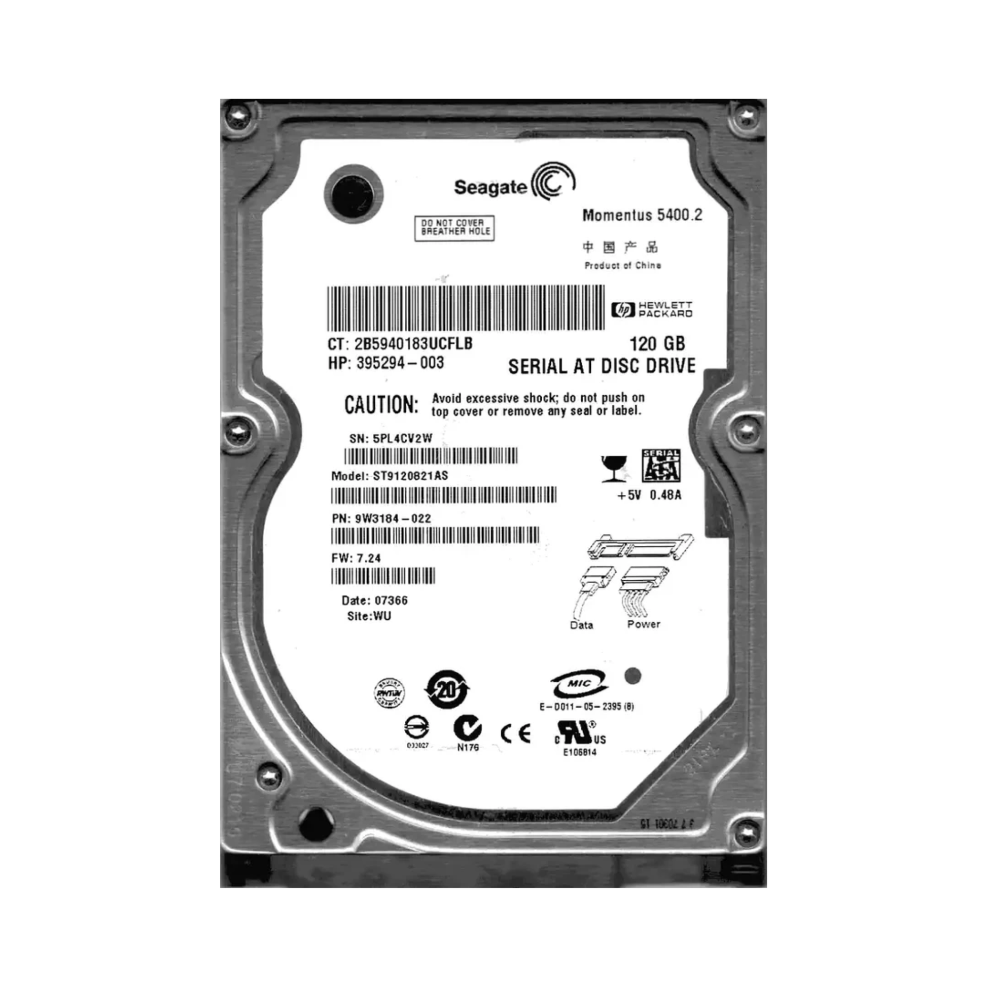 Seagate ST9120821AS 120GB 2,5" Harddisk