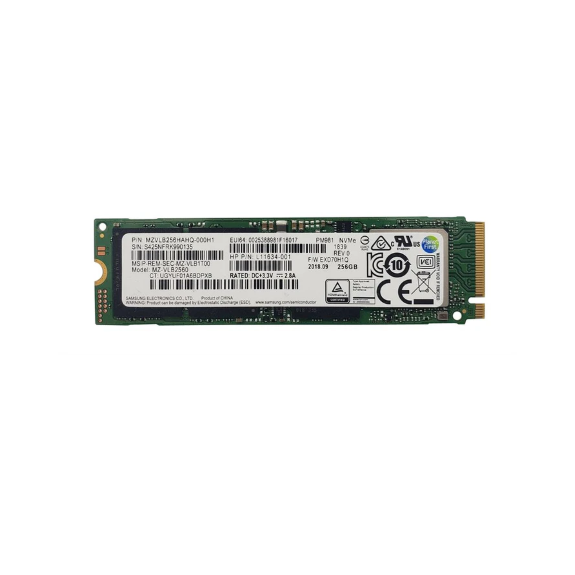 Samsung PM981 256GB NVMe M.2 SSD