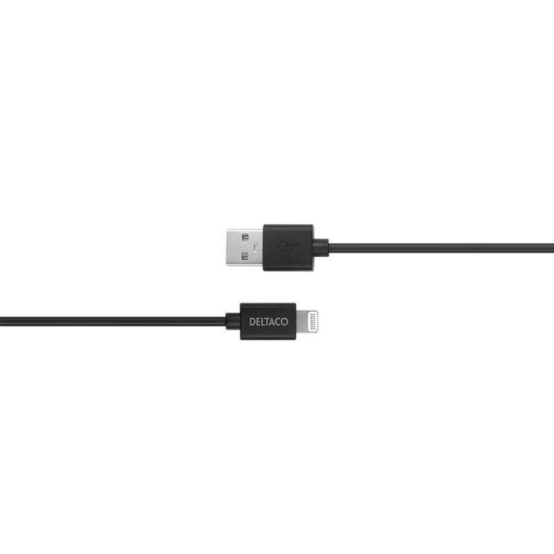 USB-A til Lightning kabel Sort 2 meter