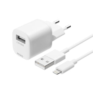 USB-A vegglader med Lightning-kabel