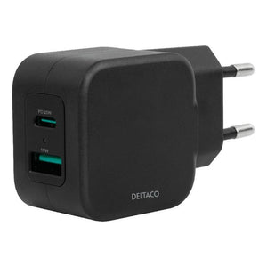 Dobbel USB vegglader sort